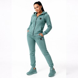 Дамски спортен екип с качулка, резеда, пике